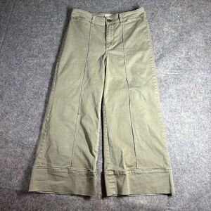 Chino Anthropologie Pants Womens 2 Petite Green Preppy Wide Leg Pockets Casual